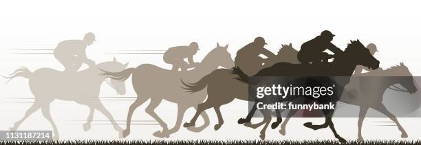 racing silhouette - horse racing vector stock illustrations