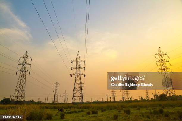 suburban electric power posts - electricity stock pictures, royalty-free photos & images