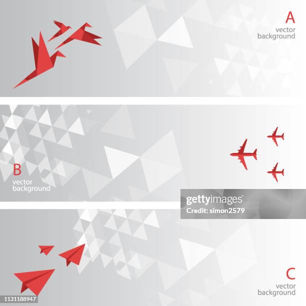 abstract background banner set - origami stock illustrations