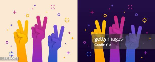 peace sign hand raised - human arm vector stock illustrations