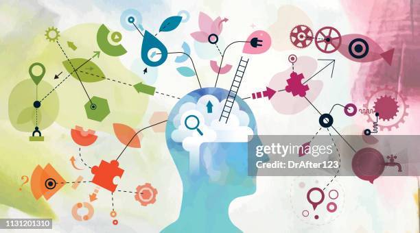 mind map - business solutions silhouette stock illustrations