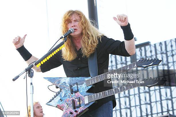 Dave Mustaine of Megadeth performs onstage at The Big 4 concert held at The Empire Polo Club on April 23, 2011 in Indio, California.