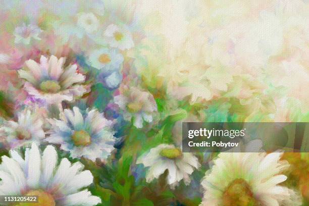 daisies, oil painting - oil painting flowers stock illustrations