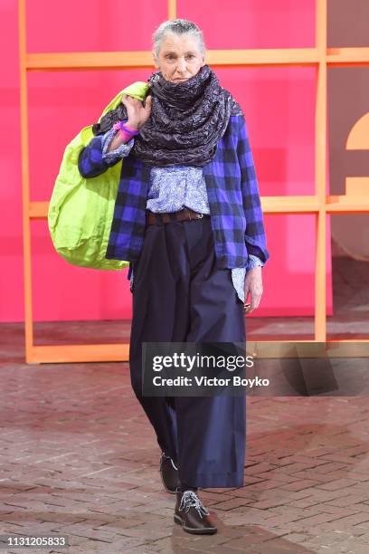 Model walks the runway at the Daniela Gregis show at Milan Fashion Week Autumn/Winter 2019/20 on February 21, 2019 in Milan, Italy.