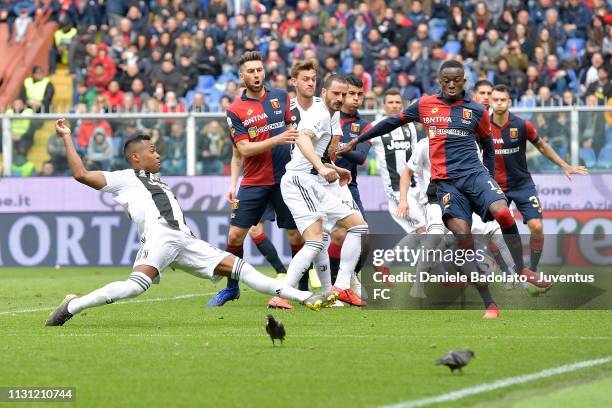 Juventus player Alex Sandro during the Serie A match between Genoa CFC and Juventus at Stadio Luigi Ferraris on March 17, 2019 in Genoa, Italy.