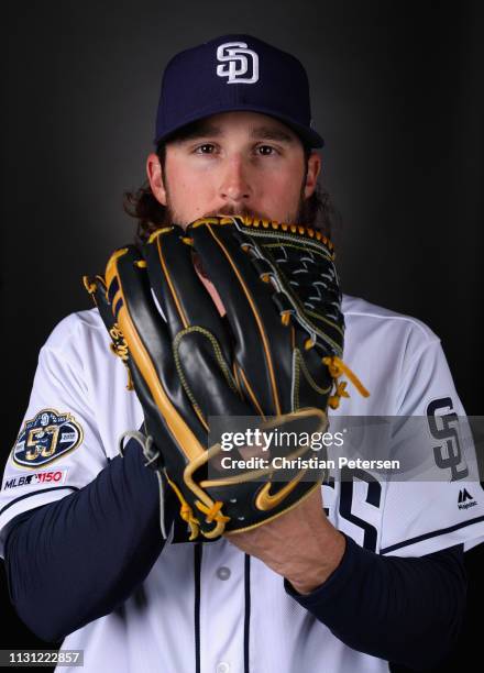 Pitcher Bryan Mitchell of the San Diego Padres poses for a portrait during photo day at Peoria Stadium on February 21, 2019 in Peoria, Arizona.