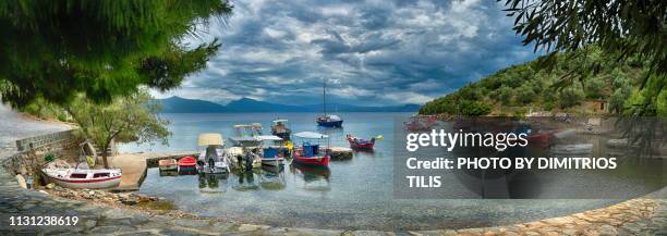 geroplina cove and settlement panorama - volos stock-fotos und bilder