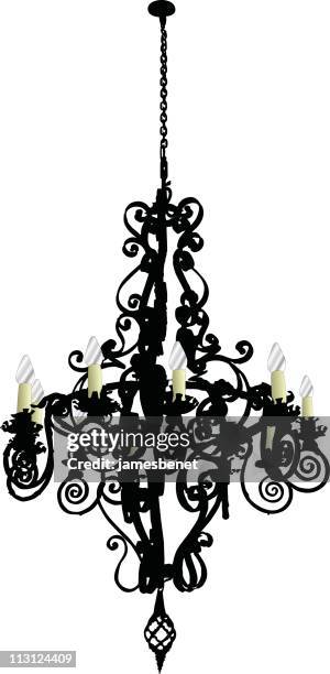 long old chandelier (vector) - ceiling light stock illustrations