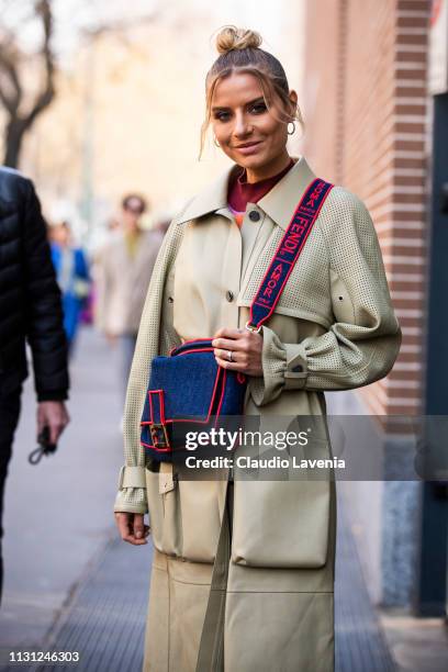 Veronica Ferraro is seen outside Fendi on Day 2 Milan Fashion Week Autumn/Winter 2019/20 on February 21, 2019 in Milan, Italy.