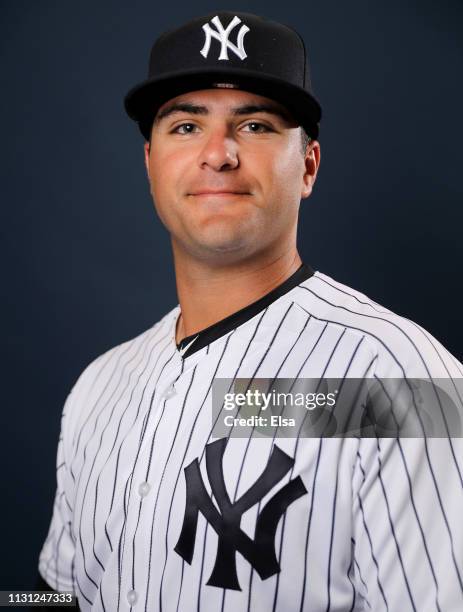 Mike Ford of the New York Yankees poses for a portrait during the New York Yankees Photo Day on February 21, 2019 at George M. Steinbrenner Field in...