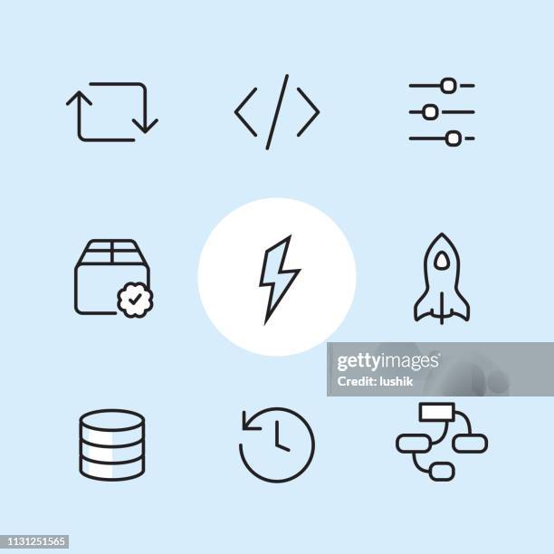 back-end outline icon set - adjusting clock stock illustrations
