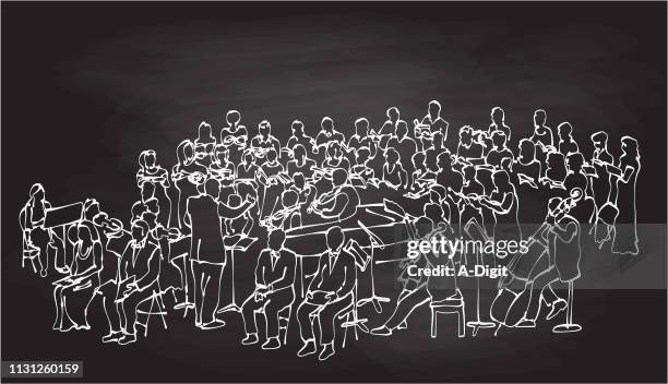 baroque orchestra chalk - double bass stock illustrations