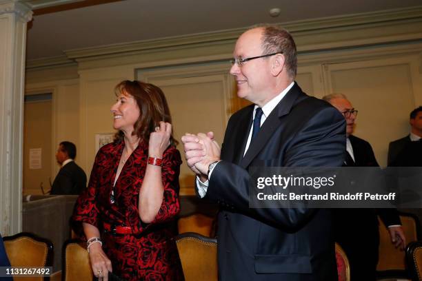 Prince Albert II De Monaco and Segolene Royal attend the "Fondation Prince Albert II De Monaco" Evening at Salle Gaveau on February 21, 2019 in...