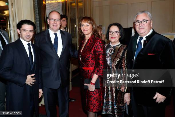 Gautier Capucon, Prince Albert II De Monaco, Segolene Royal, Owners of the Salle Gaveau, Jean-Marie Fournier and his wife Chantal Fournier attend the...