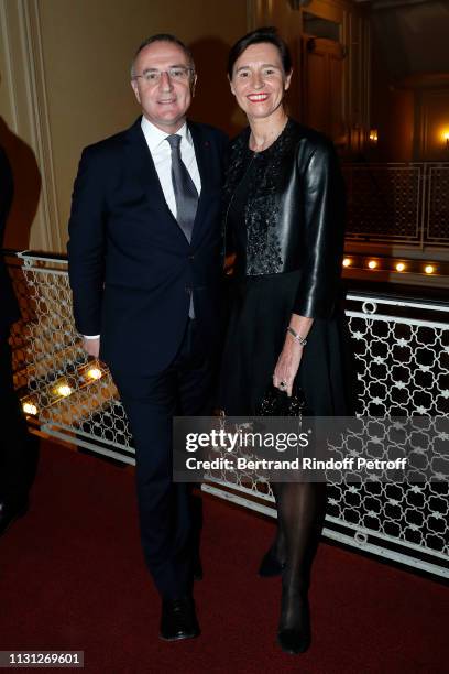 Marc-Antoine Jamet and his wife attend the "Fondation Prince Albert II De Monaco" Evening at Salle Gaveau on February 21, 2019 in Paris, France.