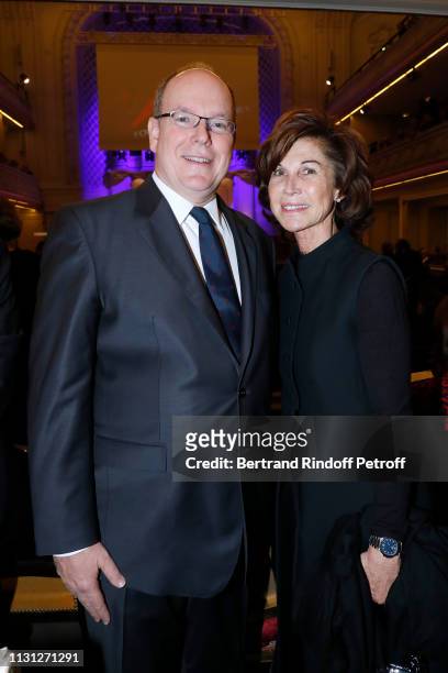 Prince Albert II De Monaco and Sylvie Rousseau attend the "Fondation Prince Albert II De Monaco" Evening at Salle Gaveau on February 21, 2019 in...