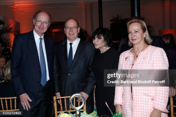 Yves de Gaulle, Prince Albert II De Monaco, Baroness Paul Hottinguer and Laurence de Gaulle attend the "Fondation Prince Albert II De Monaco" Evening...