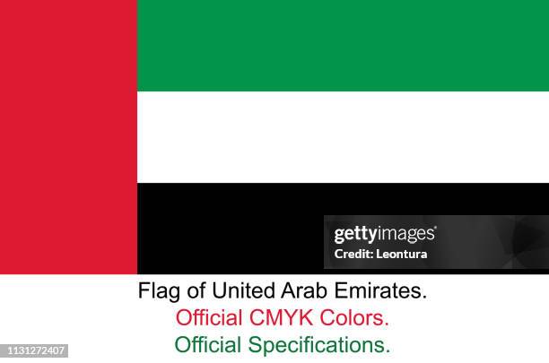 united arab emirates flag (official cmyk colours and specifications) - abu dhabi stock illustrations