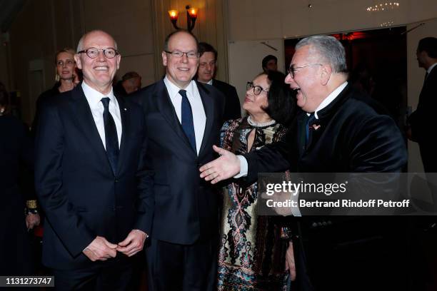 Prince Albert II De Monaco, Owners of the Salle Gaveau, Jean-Marie Fournier and his wife Chantal Fournier attend the "Fondation Prince Albert II De...