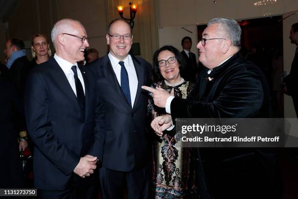 Prince Albert II De Monaco, Owners of the Salle Gaveau, Jean-Marie Fournier and his wife Chantal Fournier attend the "Fondation Prince Albert II De...