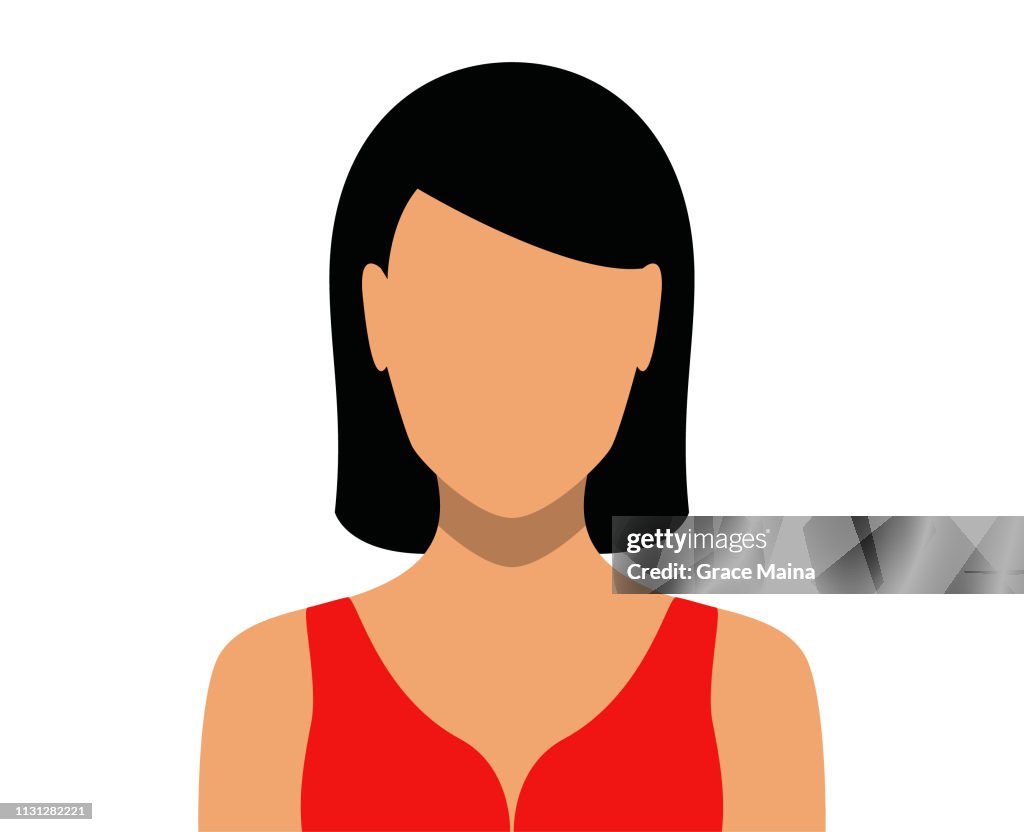 Icono de cara de mujer en blanco