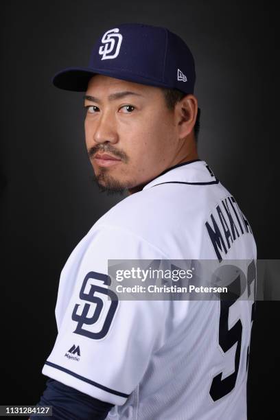 Pitcher Kazuhisa Makita of the San Diego Padres poses for a portrait during photo day at Peoria Stadium on February 21, 2019 in Peoria, Arizona.
