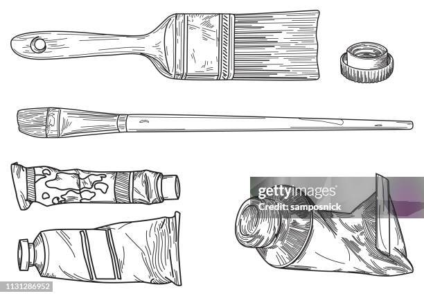 stockillustraties, clipart, cartoons en iconen met kunst-en schilderbenodigdheden - paint tube