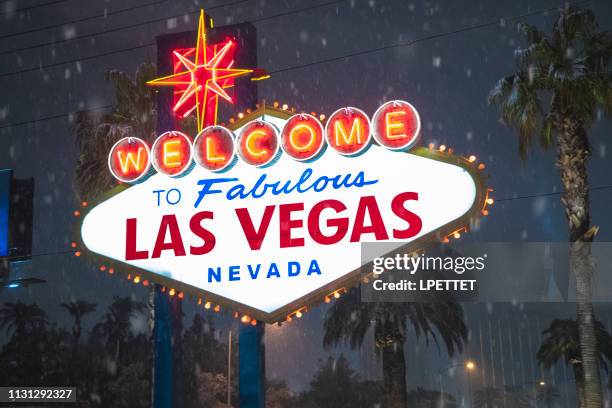 las vegas sign - nevada winter stock pictures, royalty-free photos & images