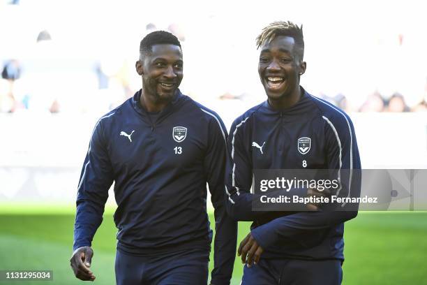 Younousse Sankare of Bordeaux and Yann Karamoh of Bordeaux during the French Ligue 1 football match between Bordeaux and Rennes at Stade Matmut...