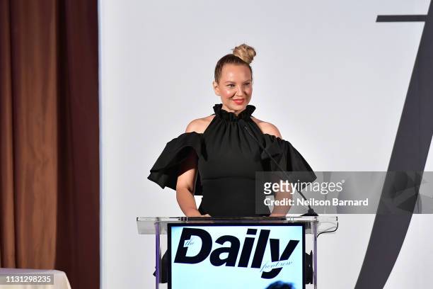Sia speaks onstage duing The Daily Front Row Fashion LA Awards 2019 on March 17, 2019 in Los Angeles, California.