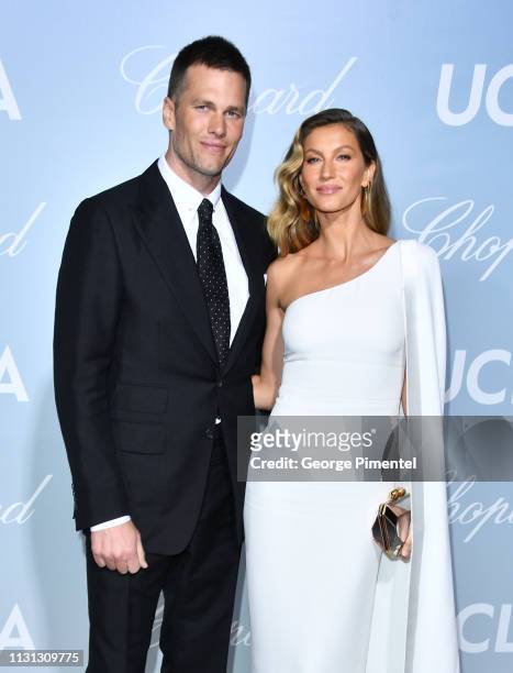 Tom Brady and Gisele Bündchen arrives at the 2019 Hollywood For Science Gala at Private Residence on February 21, 2019 in Los Angeles, California.