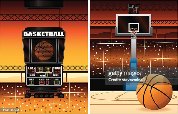 stockillustraties, clipart, cartoons en iconen met basketball scoreboard and hoop - basketball hoop