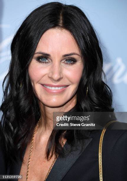 Courteney Cox arrives at the Hollywood For Science Gala at Private Residence on February 21, 2019 in Los Angeles, California.