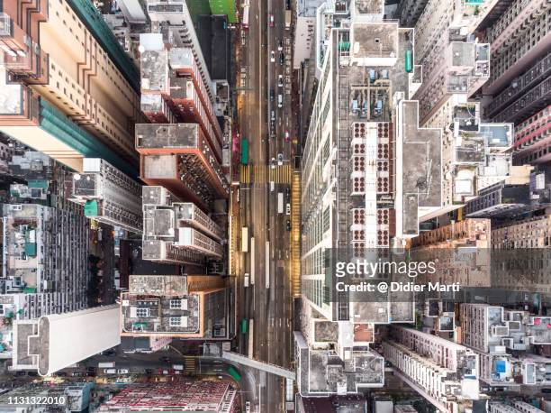 aerial view of north point district in hong kong - hong kong street 個照片及圖片檔