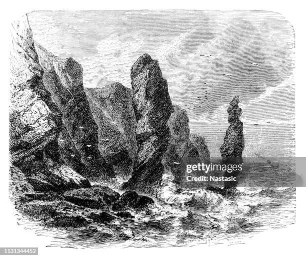 the cliffs of heligoland - heligoland stock illustrations