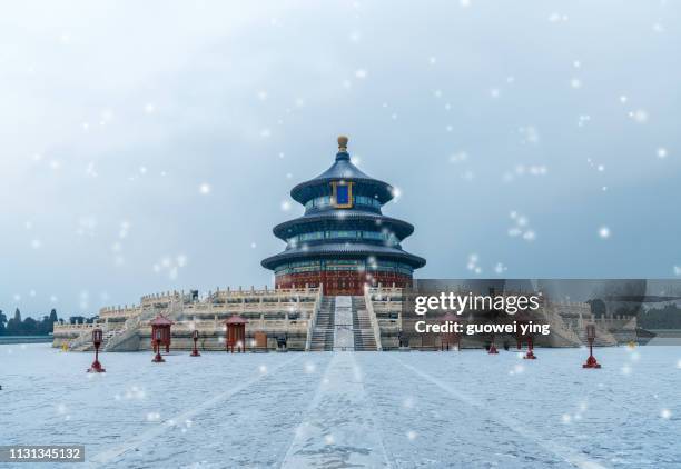 temple of heaven in winter - temple of heaven imagens e fotografias de stock