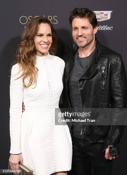Hilary Swank and Philip Schneider attend the Cadillac celebrates the 91st Annual Academy Awards held at Chateau Marmont on February 21, 2019 in Los...