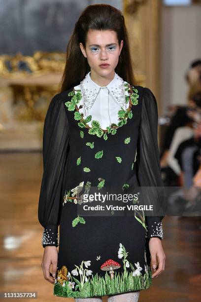Model walks the runway at the Vivetta Ready to Wear Fall/Winter 2019-2020 fashion show at Milan Fashion Week Autumn/Winter 2019/20 on February 20,...