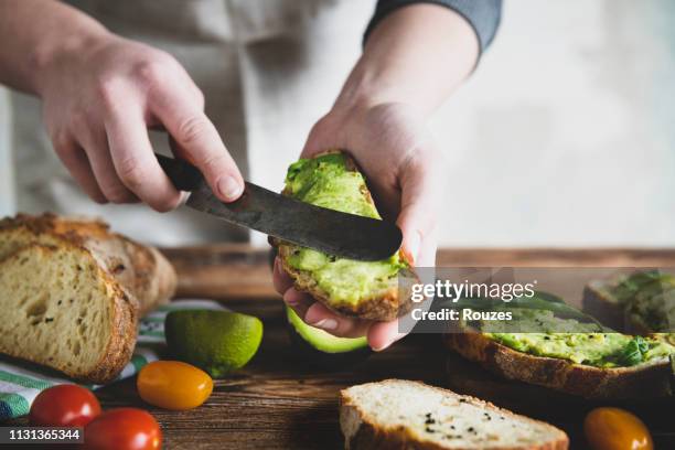 sandwiches cooking - avocado toast stock pictures, royalty-free photos & images