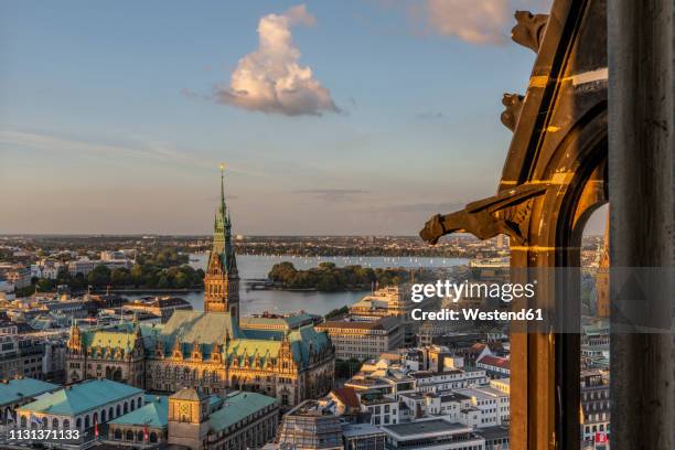 germany, hamburg, alster lakes and hamburg city hall - alster lake stock pictures, royalty-free photos & images