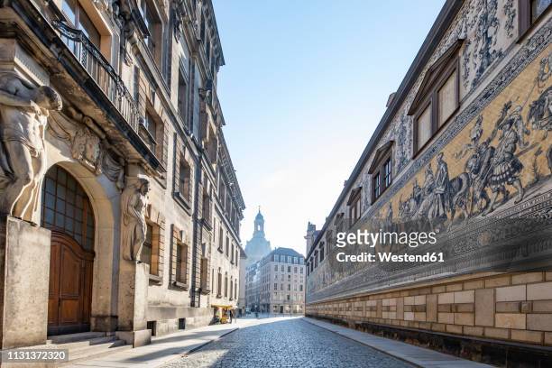 germany, dresden, view to wall with the procession of princes at augustusstrasse - saxony stock pictures, royalty-free photos & images