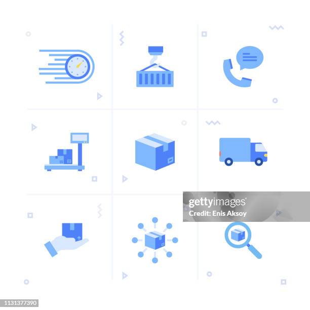 delivery icon set - cargo ship stock illustrations