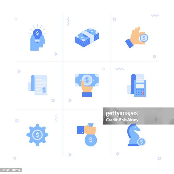 finance icon set - fintech stock illustrations