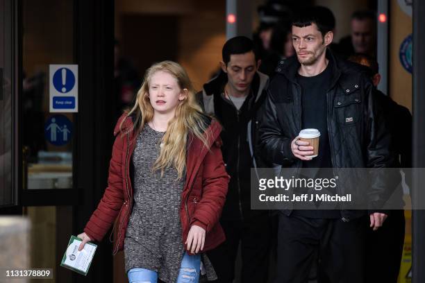 Alesha MacPhail's mother Georgina Lochrane leaves Glasgow High Court following the judge lifting the ban on his anonymity on February 22, 2019 in...