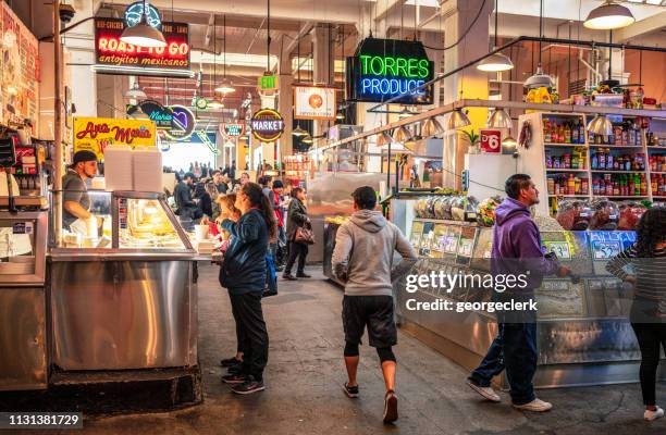 洛杉磯中央大市場的食品站 - grand central market los angeles 個照片及圖片檔