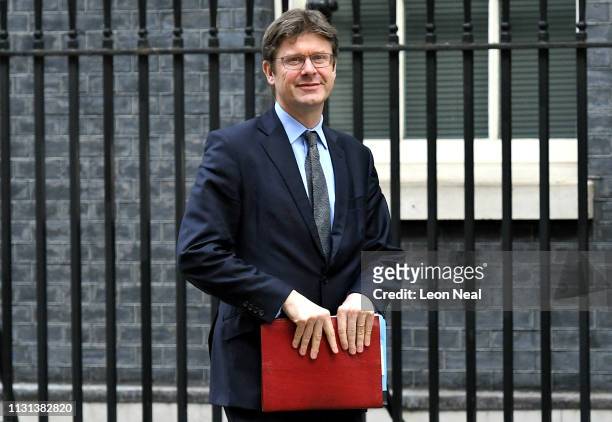 Secretary of State for Business, Energy and Industrial Strategy, Greg Clark leaves Downing Street on March 18, 2019 in London, England. Theresa May...