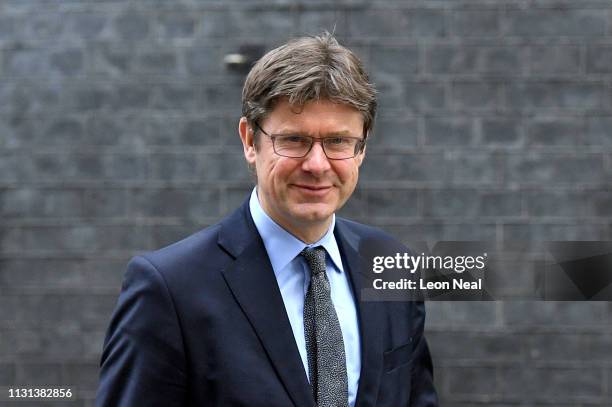 Secretary of State for Business, Energy and Industrial Strategy, Greg Clark leaves Downing Street on March 18, 2019 in London, England. Theresa May...