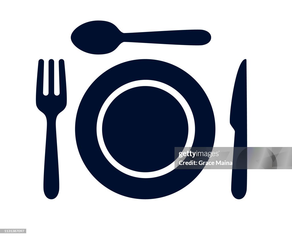 Tablespoon, Tischmesser, Fork und Platte Dinner Set Vector Illustration