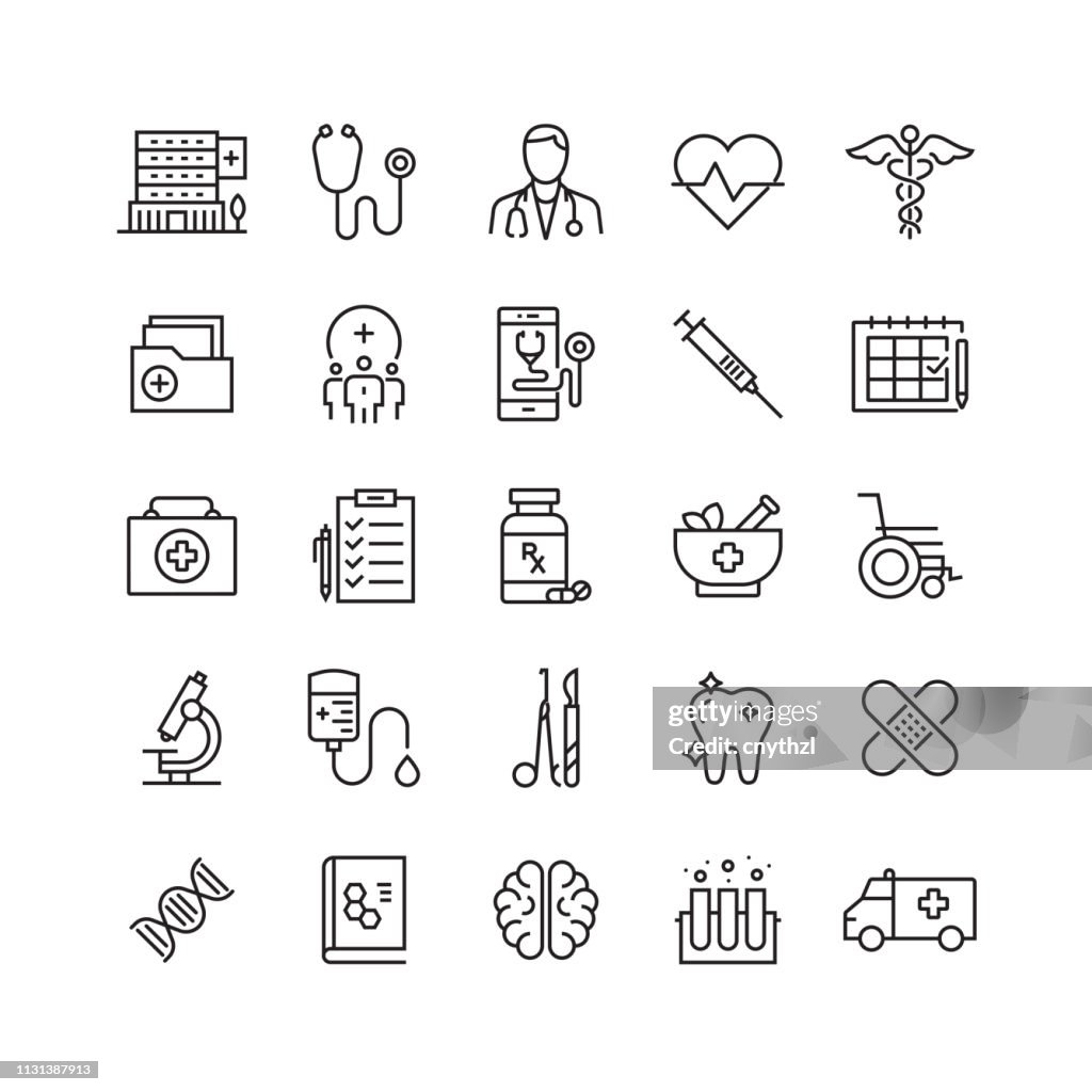 Healthcare and Medicine Related Vector Line Icons