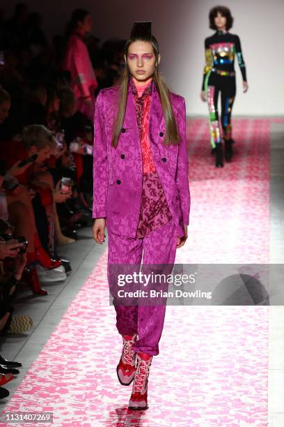 Model walks the runway at the Iceberg show at Milan Fashion Week Autumn/Winter 2019/20 on February 22, 2019 in Milan, Italy.